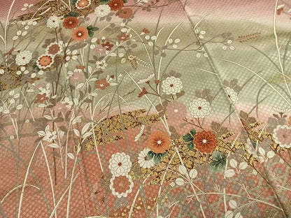 平和屋着物●訪問着　草花文　暈し染め　金彩　正絹　逸品　AABN3685fy