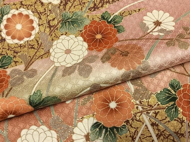 平和屋着物●訪問着　草花文　暈し染め　金彩　正絹　逸品　AABN3685fy