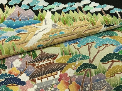 平和屋着物●豪華黒留袖　友禅　作家者　松竹梅　飛鶴枝梅文　正絹　逸品　未使用　AABN3692fy
