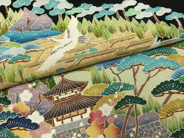 平和屋着物●豪華黒留袖　友禅　作家者　松竹梅　飛鶴枝梅文　正絹　逸品　未使用　AABN3692fy
