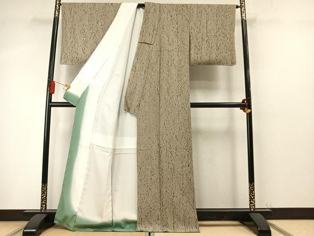 平和屋着物●上質な小紋　杢目絞り　反端付き　正絹　逸品　未使用　AABN3700fy