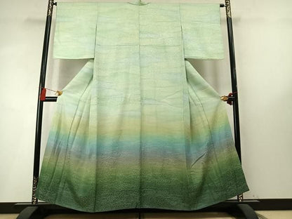 平和屋着物●訪問着　霞文　銀通し地　正絹　逸品　AABN3701fy