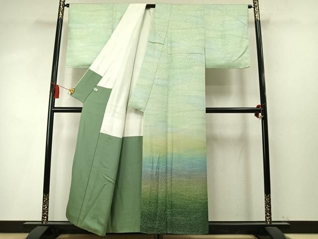 平和屋着物●訪問着　霞文　銀通し地　正絹　逸品　AABN3701fy