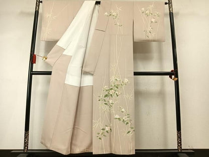 平和屋着物●訪問着　駒刺繍　枝花文　金彩　正絹　逸品　AABN3702fy