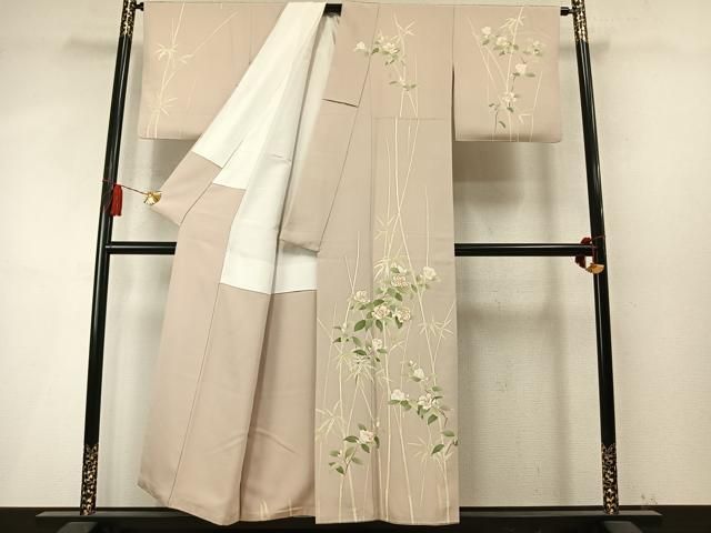 平和屋着物●訪問着　駒刺繍　枝花文　金彩　正絹　逸品　AABN3702fy