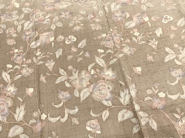 平和屋着物●訪問着　紬地　更紗花文　正絹　逸品　AABN3703fy
