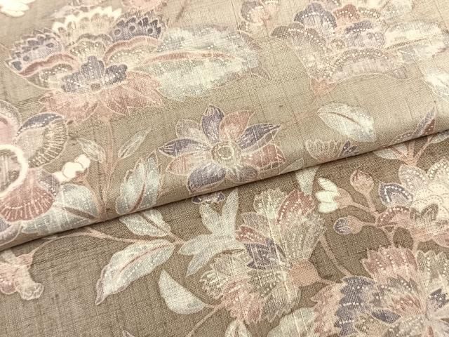 平和屋着物●訪問着　紬地　更紗花文　正絹　逸品　AABN3703fy