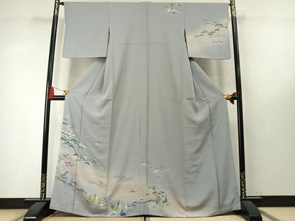 平和屋着物●訪問着　友禅　松竹梅　暈し染め　正絹　逸品　AABN3704fy