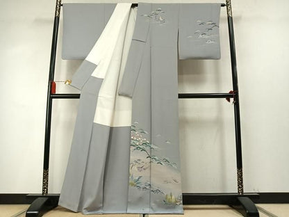 平和屋着物●訪問着　友禅　松竹梅　暈し染め　正絹　逸品　AABN3704fy