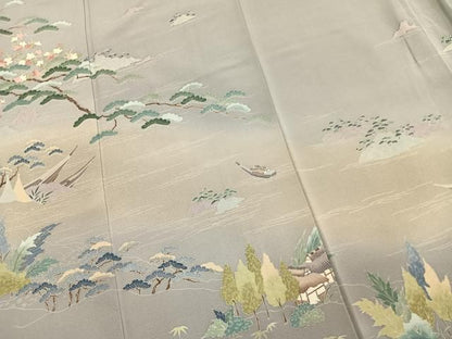 平和屋着物●訪問着　友禅　松竹梅　暈し染め　正絹　逸品　AABN3704fy