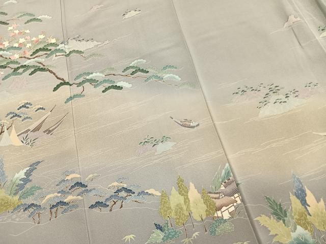 平和屋着物●訪問着　友禅　松竹梅　暈し染め　正絹　逸品　AABN3704fy
