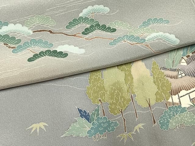 平和屋着物●訪問着　友禅　松竹梅　暈し染め　正絹　逸品　AABN3704fy