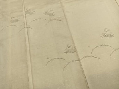 平和屋着物●訪問着　紬地　100亀甲　兎　露芝文　正絹　逸品　AABN3705fy
