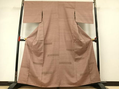 平和屋着物●訪問着　紬地　花織　幾何学文様　正絹　逸品　AABN3707fy