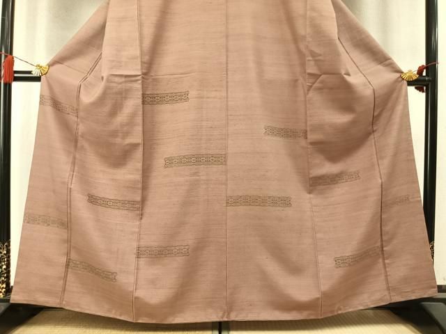 平和屋着物●訪問着　紬地　花織　幾何学文様　正絹　逸品　AABN3707fy