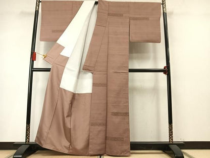 平和屋着物●訪問着　紬地　花織　幾何学文様　正絹　逸品　AABN3707fy