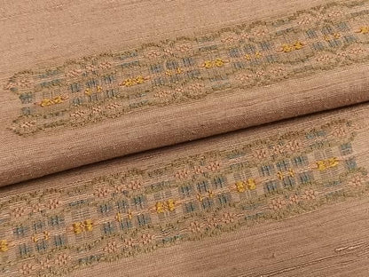 平和屋着物●訪問着　紬地　花織　幾何学文様　正絹　逸品　AABN3707fy
