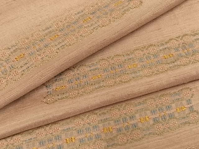 平和屋着物●訪問着　紬地　花織　幾何学文様　正絹　逸品　AABN3707fy