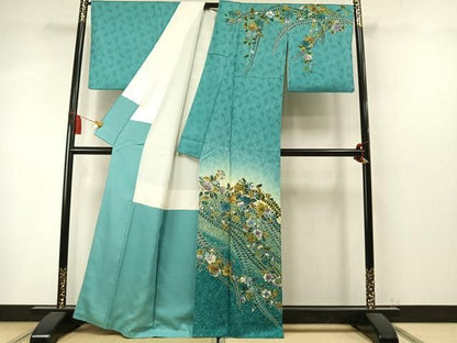 平和屋着物●訪問着　作家者　辻が花　絞り　暈し染め　正絹　逸品　AABN3708fy