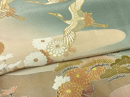 平和屋着物●豪華色留袖　作家者　飛鶴松花文　暈し染め　金彩　正絹　逸品　AABN3713fy