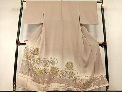 平和屋着物●中国三大刺繍　スワトウ刺繍　汕頭刺繍　総刺繍　色留袖　作家者　吉祥唐草花文　暈し染め　正絹　逸品　AABN3714fy