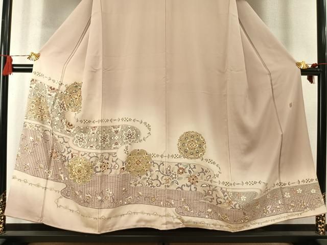 平和屋着物●中国三大刺繍　スワトウ刺繍　汕頭刺繍　総刺繍　色留袖　作家者　吉祥唐草花文　暈し染め　正絹　逸品　AABN3714fy