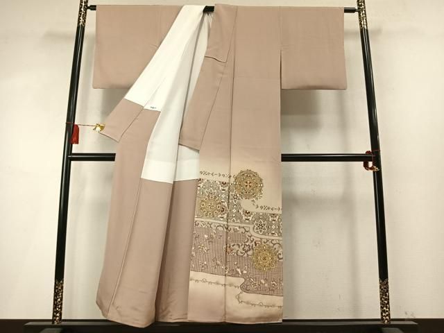 平和屋着物●中国三大刺繍　スワトウ刺繍　汕頭刺繍　総刺繍　色留袖　作家者　吉祥唐草花文　暈し染め　正絹　逸品　AABN3714fy