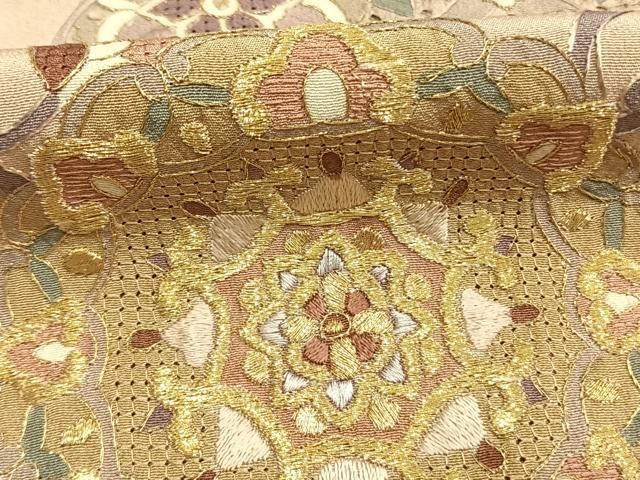 平和屋着物●中国三大刺繍　スワトウ刺繍　汕頭刺繍　総刺繍　色留袖　作家者　吉祥唐草花文　暈し染め　正絹　逸品　AABN3714fy