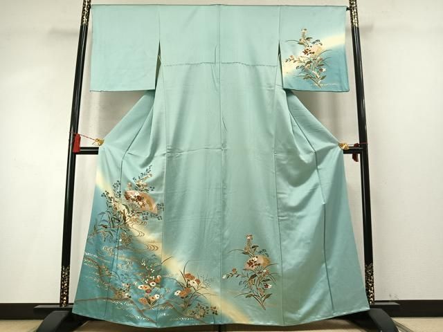 平和屋着物●訪問着　扇面花文　暈し染め　金銀彩　正絹　逸品　AABN3715fy