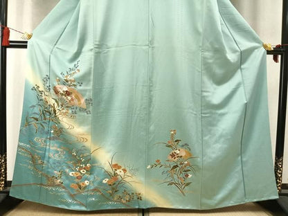 平和屋着物●訪問着　扇面花文　暈し染め　金銀彩　正絹　逸品　AABN3715fy