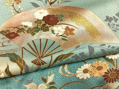 平和屋着物●訪問着　扇面花文　暈し染め　金銀彩　正絹　逸品　AABN3715fy
