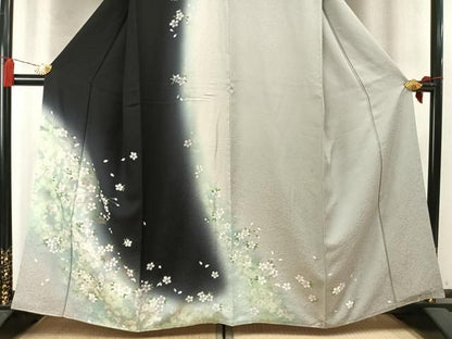 平和屋着物●訪問着　舞桜文　暈し染め　金彩　正絹　逸品　AABN3718fy