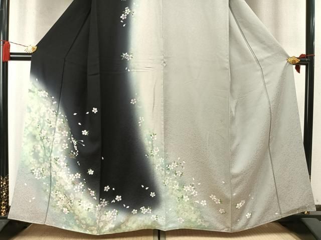 平和屋着物●訪問着　舞桜文　暈し染め　金彩　正絹　逸品　AABN3718fy