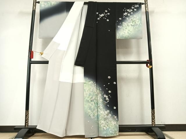 平和屋着物●訪問着　舞桜文　暈し染め　金彩　正絹　逸品　AABN3718fy