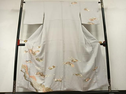 平和屋着物●訪問着　刺繍　道長花文　金糸　金彩　正絹　逸品　AABN3722fy