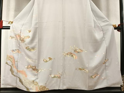 平和屋着物●訪問着　刺繍　道長花文　金糸　金彩　正絹　逸品　AABN3722fy