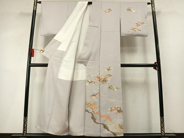 平和屋着物●訪問着　刺繍　道長花文　金糸　金彩　正絹　逸品　AABN3722fy