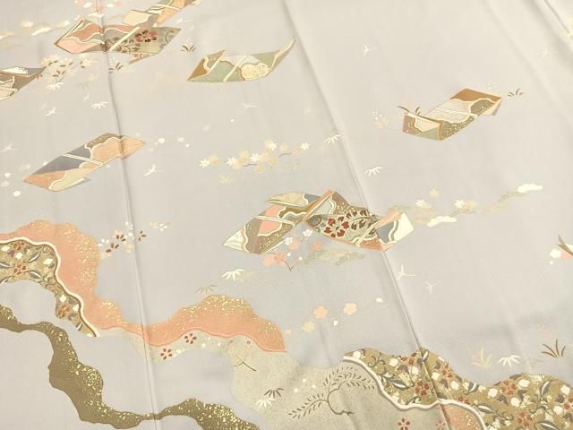 平和屋着物●訪問着　刺繍　道長花文　金糸　金彩　正絹　逸品　AABN3722fy