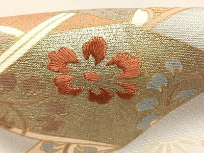平和屋着物●訪問着　刺繍　道長花文　金糸　金彩　正絹　逸品　AABN3722fy