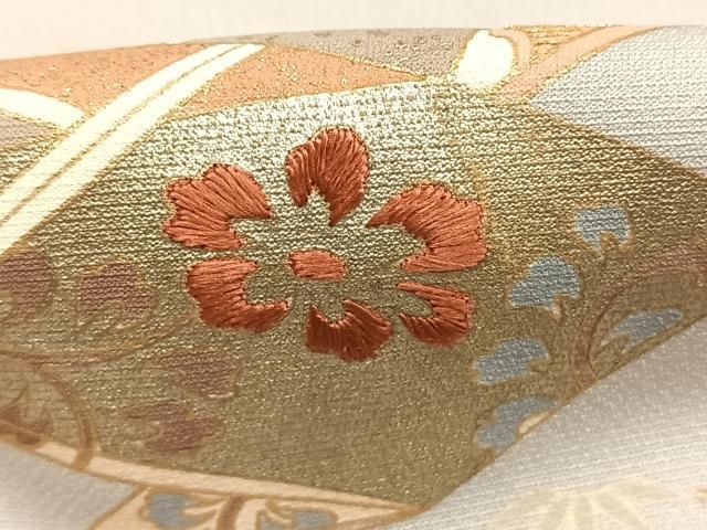 平和屋着物●訪問着　刺繍　道長花文　金糸　金彩　正絹　逸品　AABN3722fy