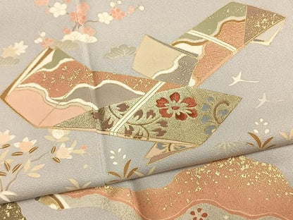 平和屋着物●訪問着　刺繍　道長花文　金糸　金彩　正絹　逸品　AABN3722fy