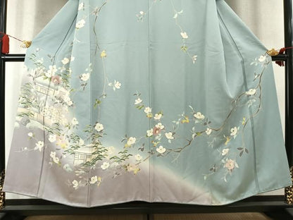 平和屋着物●訪問着　友禅　風景枝花文　暈し染め　正絹　逸品　AABN3723fy