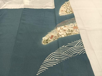 平和屋着物●訪問着　駒刺繍　草花文　暈し染め　金彩　正絹　逸品　AABN3726fy