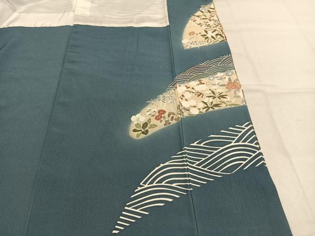 平和屋着物●訪問着　駒刺繍　草花文　暈し染め　金彩　正絹　逸品　AABN3726fy