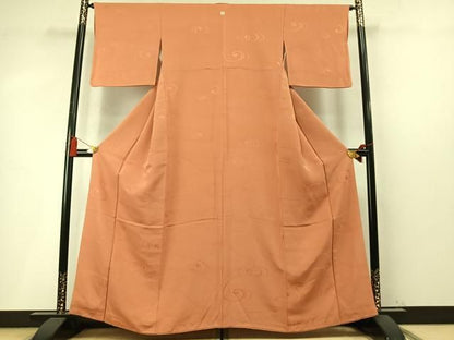 平和屋着物●上質な色無地　流水地紋　黄丹色　正絹　逸品　AABN3727fy