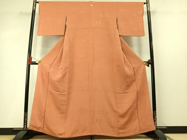 平和屋着物●上質な色無地　流水地紋　黄丹色　正絹　逸品　AABN3727fy