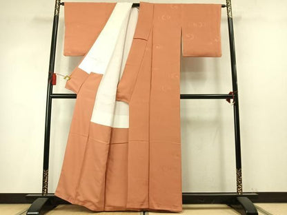 平和屋着物●上質な色無地　流水地紋　黄丹色　正絹　逸品　AABN3727fy