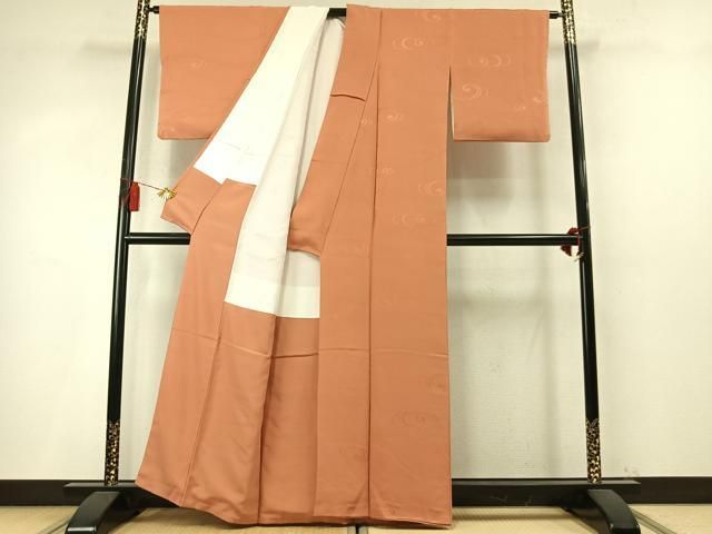 平和屋着物●上質な色無地　流水地紋　黄丹色　正絹　逸品　AABN3727fy
