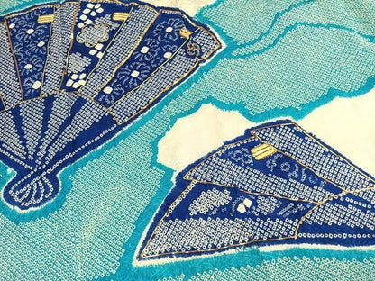 平和屋着物●豪華振袖　総絞り　駒刺繍　扇面花文　正絹　逸品　AABN3728fy