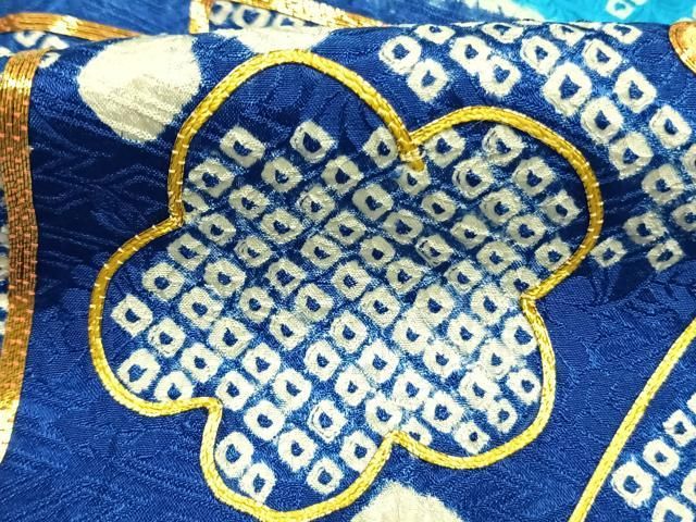 平和屋着物●豪華振袖　総絞り　駒刺繍　扇面花文　正絹　逸品　AABN3728fy